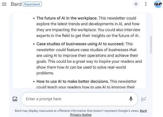 Google Bard can help you find new ideas from your existing documents.