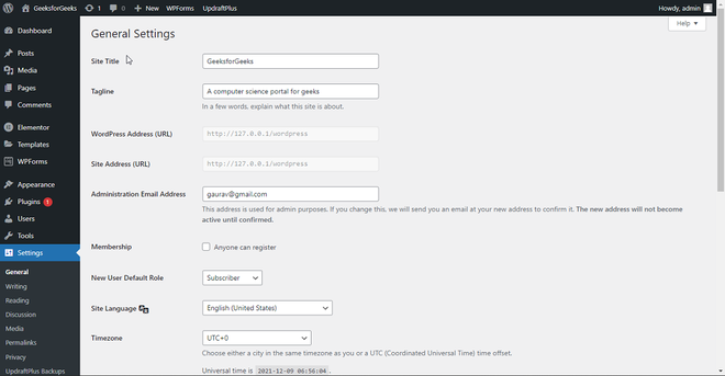 WordPress Tutorial-WordPress General Setting