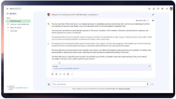 With the latest released of Google Bard Extensions, you can now analyze documents in Google Drive