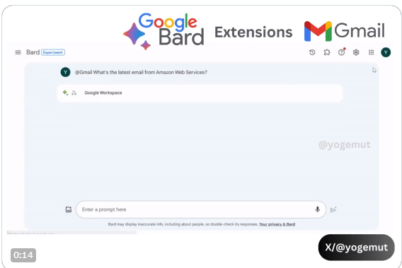 Experimenting Google Bard Extensions–GMail