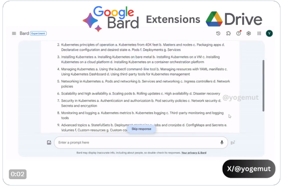 Experimenting Google Bard Extensions-Google Drive