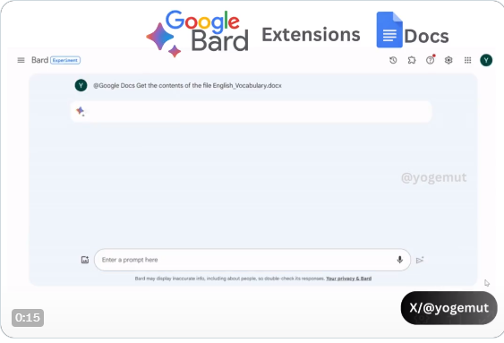 Experimenting Google Bard Extensions-Google Docs