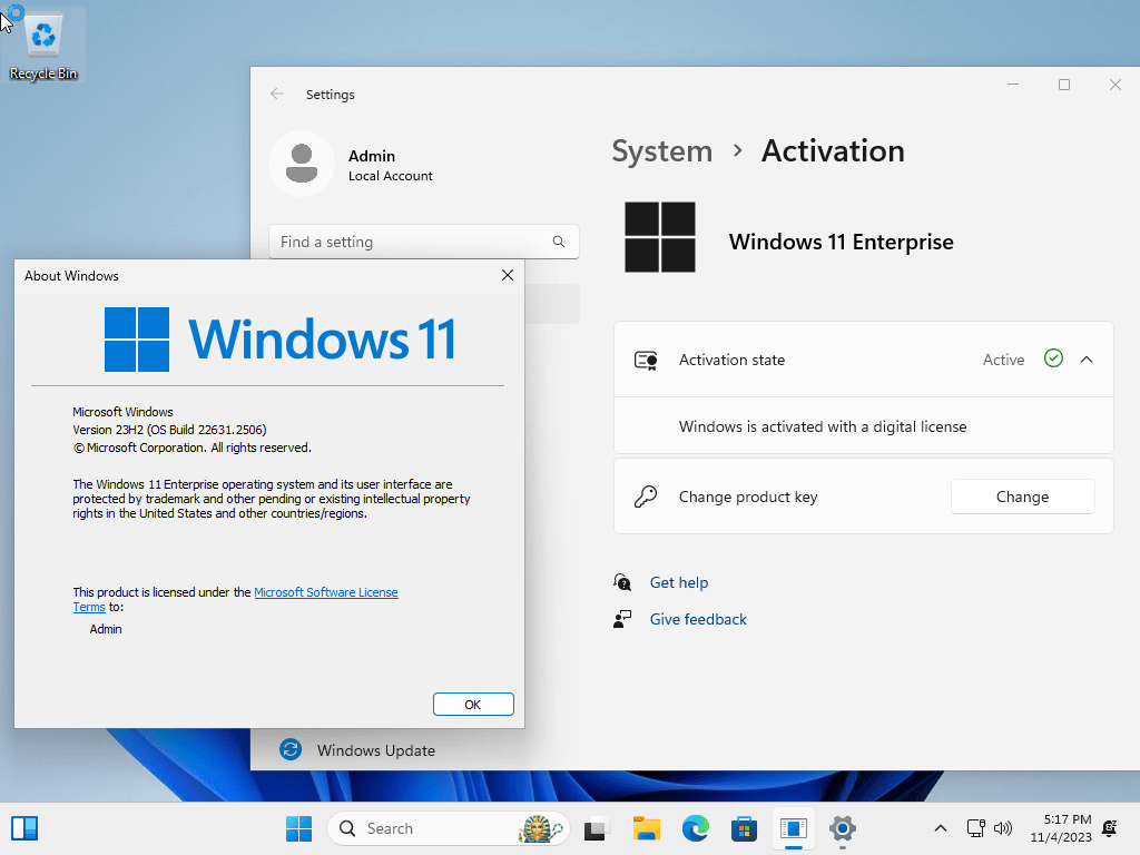 Windows 11 Enterprise activated