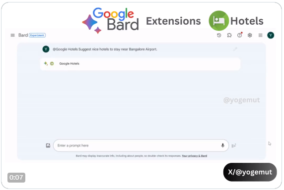 Experimenting Google Bard Extensions-Google Hotels