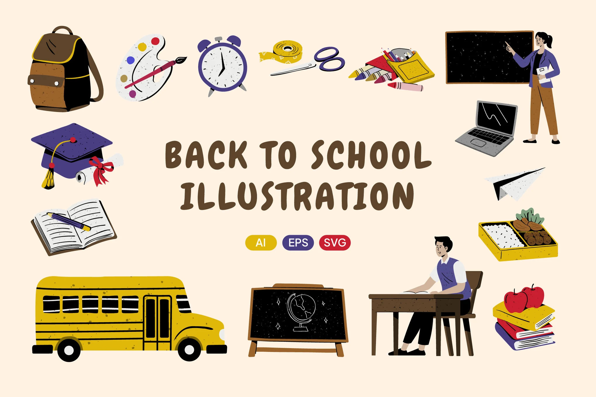 Adobe Illustrator-Back To School Illustration