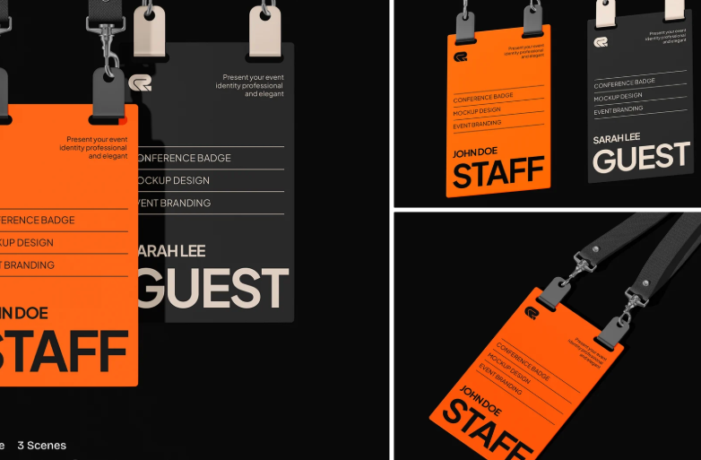 Adobe Photoshop-High Quality Conference Badge Mockup